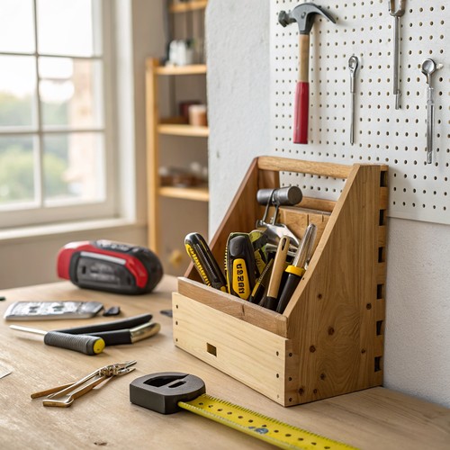 Uredan DIY kutak s osnovnim ručnim alatima za male kućne popravke