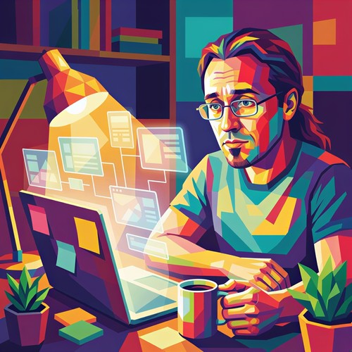 Person writing a short daily blog post while an AI interface highlights key points