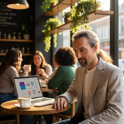 Social media analytics dashboard on a laptop